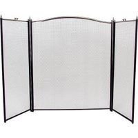 HOMEBASIX C31020ASK3L 3-Panel Fire Screen, Antique Silver/Black