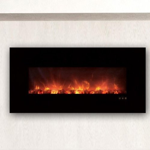 Modern Flames CLX Series Wall Mount/Built-in Electric Fireplace with Black Glass Front, 60-Inch N2