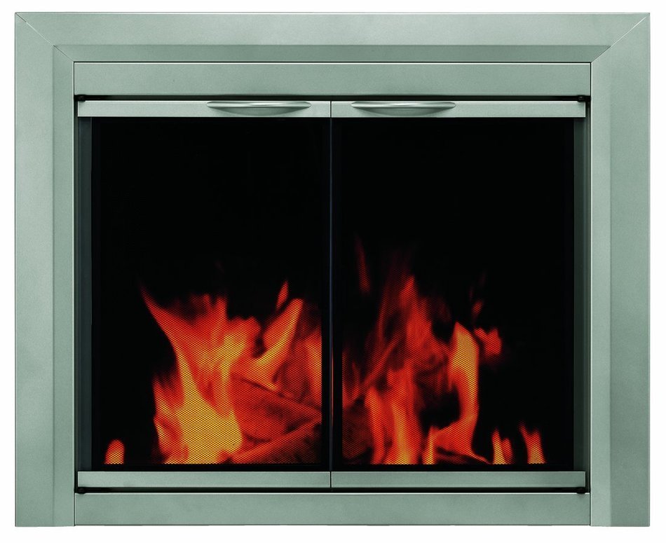 Pleasant Hearth CB-3300 Colby Fireplace Glass Door, Sunlight Nickel, Small