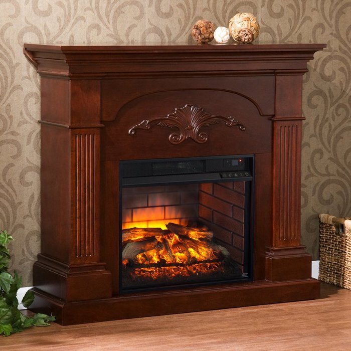 Southern Enterprises Sicilian Harvest Electric Fireplace in Mahogany N5