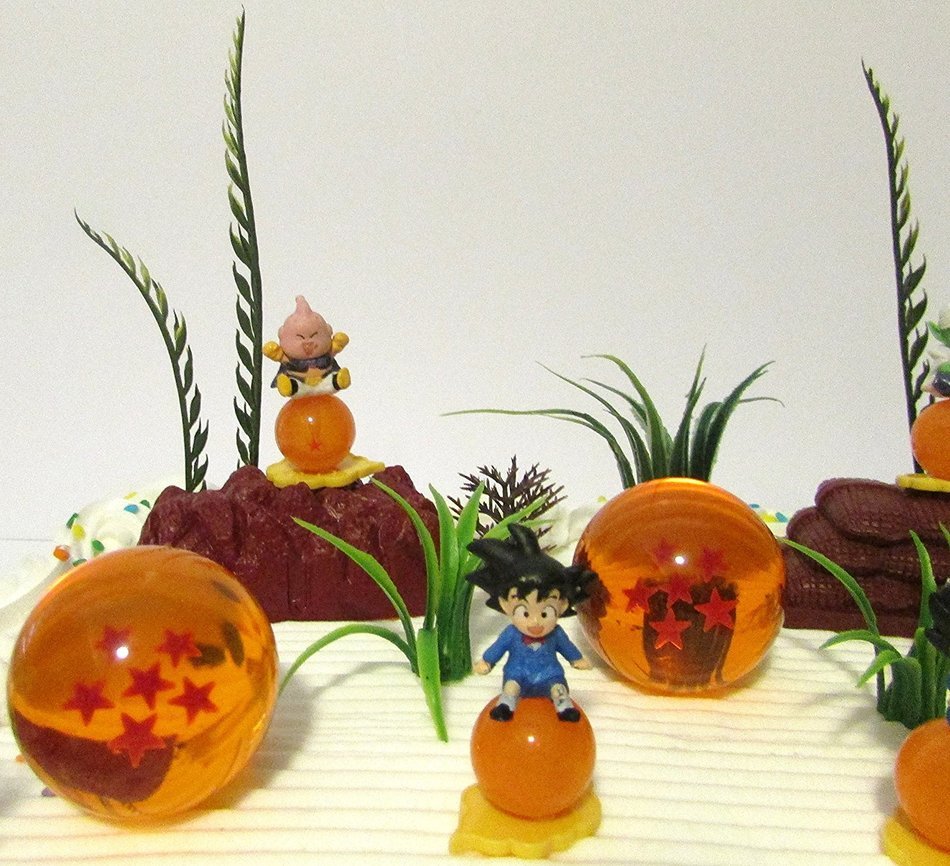 Dragon Ball Z Birthday Cake Topper Set Featuring Dragon Ball Z Characters and Themed Decorative Accessories
