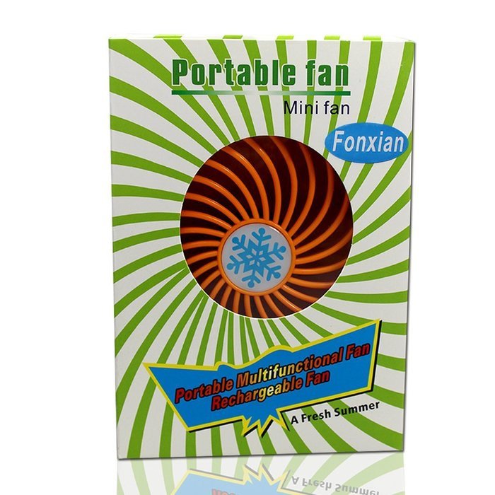 Fonxian Mini Portable Fan Rechargeable Battery Powered Small Table Fan with 3-level Speed (Orange) N7