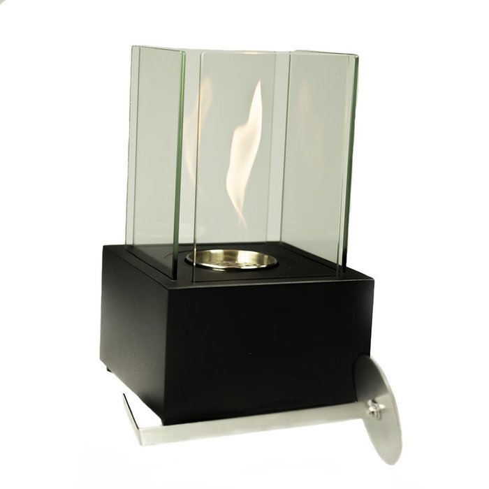 Sunnydaze Cubic Ventless Bio Ethanol Tabletop Fireplace, Black N2