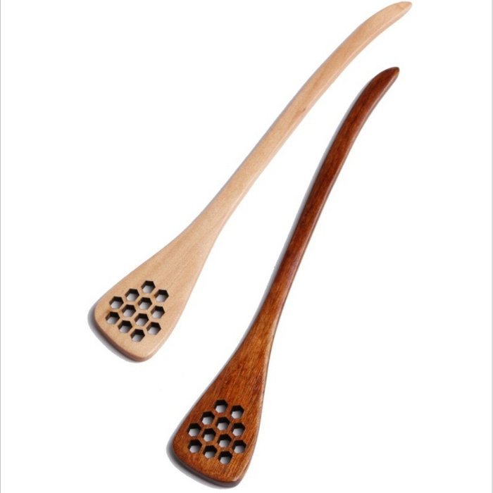 Lautechco&reg; 3pcs Japanese Style Wood Honey Stick Spoon Long Handle Honey Stirring Rod Jam Access Stick (Print Color) N2