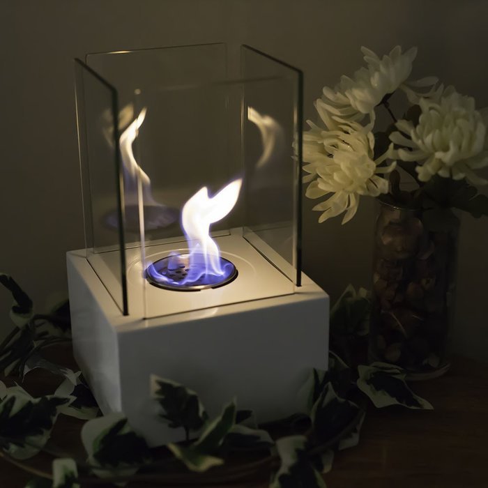 Sunnydaze Cubic Ventless Bio Ethanol Tabletop Fireplace, Black N3