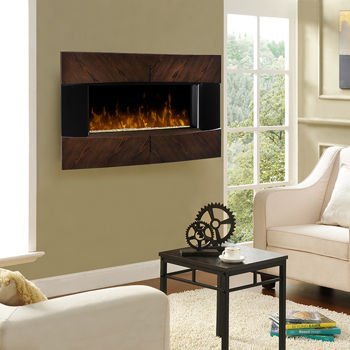 Espresso Finished Wooden Metal Frame Glass Front Wall Mount Electric Fireplace Patented Dimplex Firebox N3