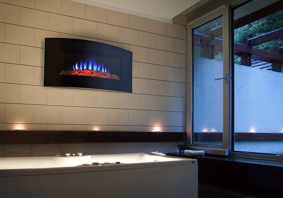 High End Curved Glass Front Wall Mount Electric Fireplace N5 Free Image   5403080 