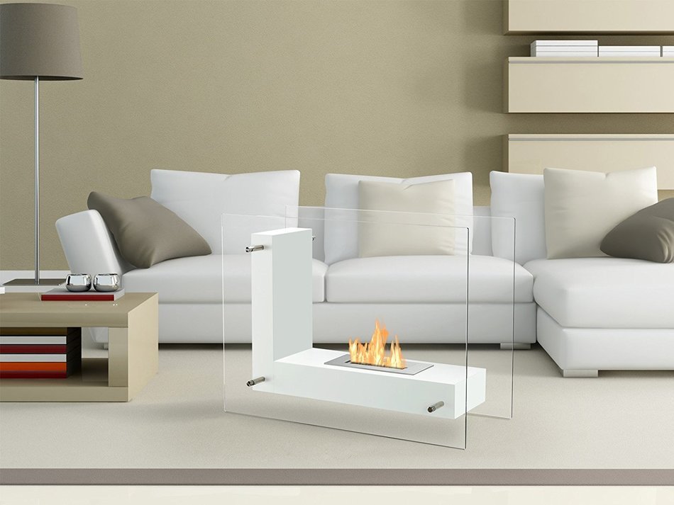 Ignis Ventless Bio Ethanol Fireplace Vitrum L White N3