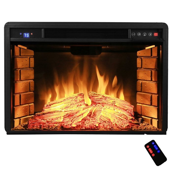 AKDY 28" Freestanding Electric Fireplace Insert Heater in Black with Tempered Glass and Remote Control N4