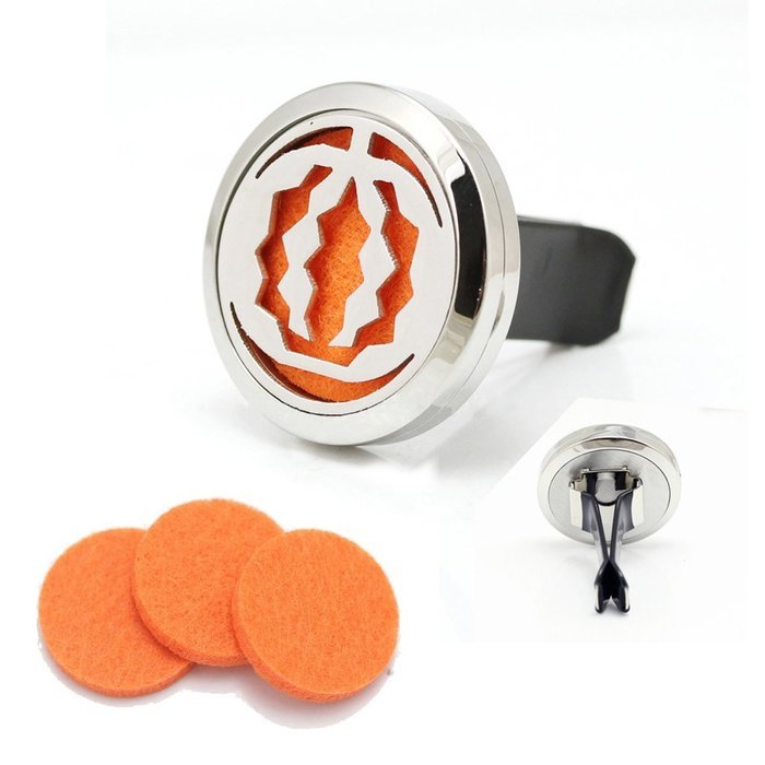 Premium 316L Stainless Steel Pumpkin Locket With Vent Clip Aromatherapy Car Air Freshener Essential Oil Diffuser N6