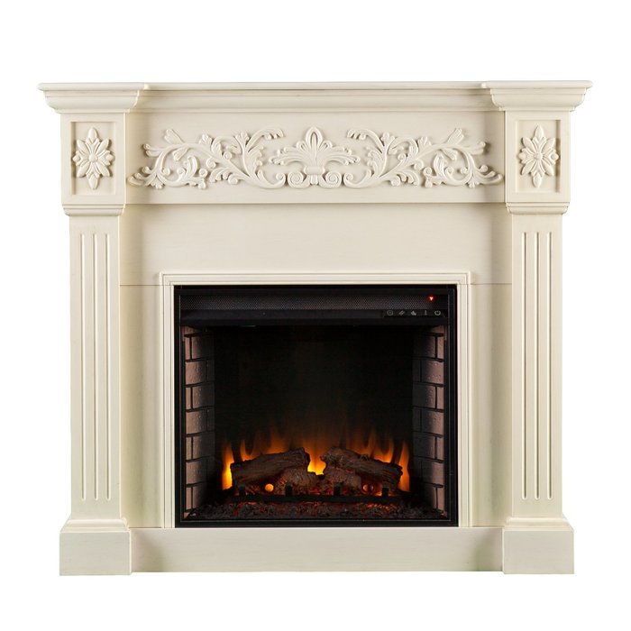 Calvert Carved Electric Fireplace - Ivory N11