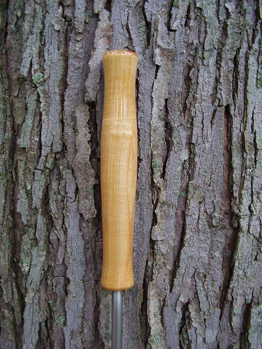 Fire Poker, Stainless Steel, Extra Long 44" with Resin Impregnated Maple Handle