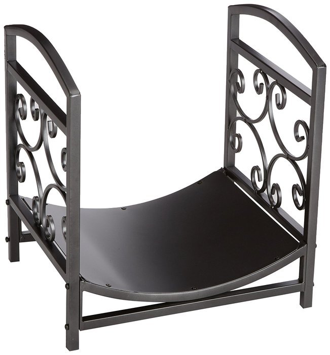 UniFlame Graphite Finish Log Holder with Scrollwork