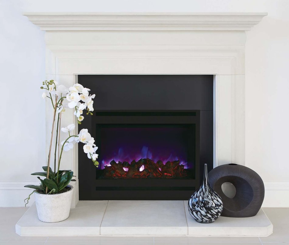 Amantii Zero Clearance Series Built-In Electric Fireplace with Square Frame and Ember Media Kit, 31 Inch N3