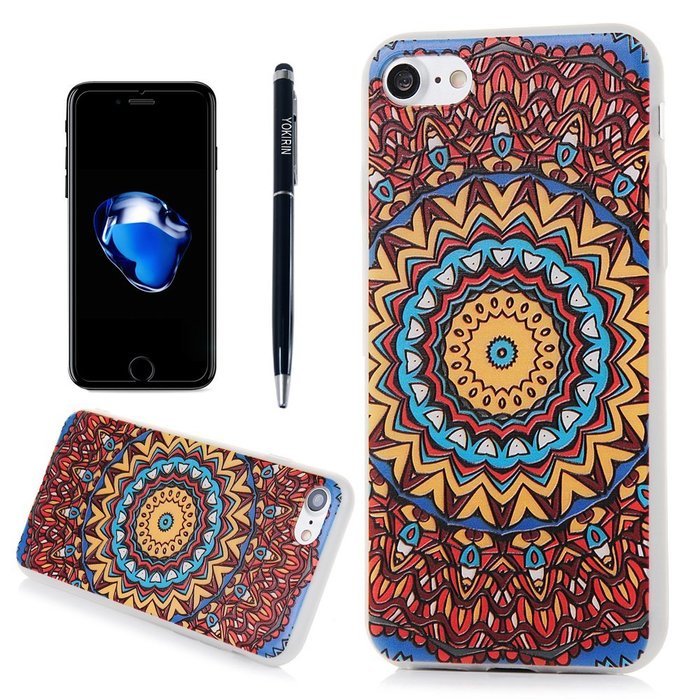iPhone 7 Case (4.7"), YOKIRIN Printed 3D Relief Mandala Flowers Slim Fit Soft Flexible TPU Rubber Gel Anti Scratch... N2