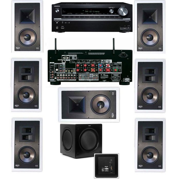 Klipsch KL-7800-THX 7.1 In-Wall-Rear Ceiling-SW-310-Onkyo TX-NR838 7.2 Channel- White