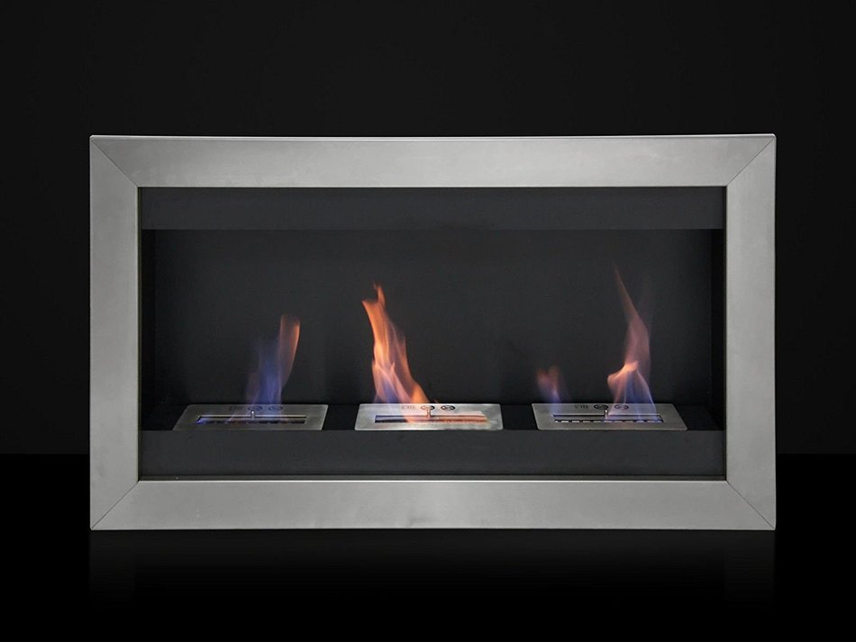 43" Wall Mount Stainless Steel Bio Ethanol Fireplace Heater Smokeless Burner Box N2