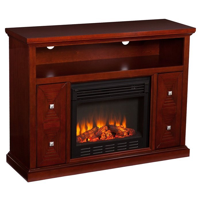 Southern Enterprises Creston Cherry Electric Fireplace Media Console