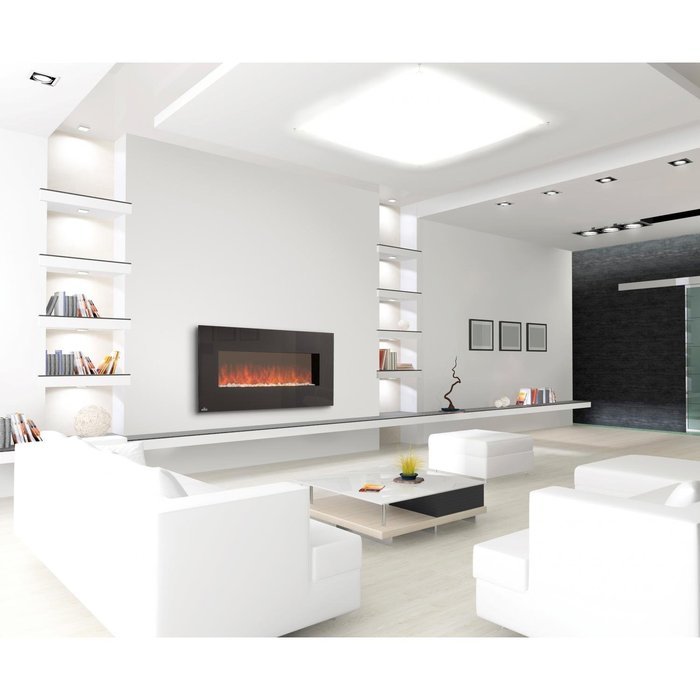 Napoleon EFL48 Linear Wall Mount Electric Fireplace With Linear Glass Front Decorative White Stone Embers 100V...