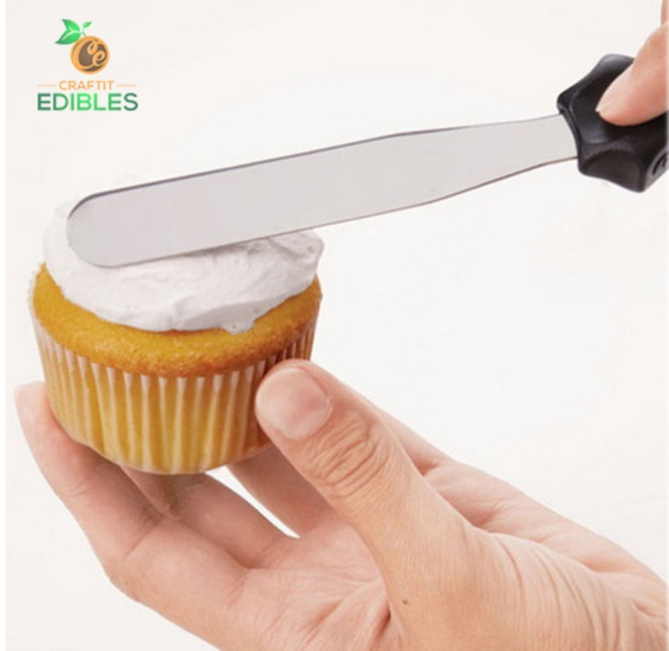 Craftit Edibles 3Pcs Cake Decorating Icing Spatulas. Stainless Steel 2 angled 1 Straight (9"-11") N3