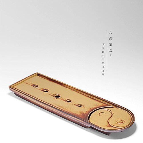 CCWY Original vintage stoneware gongfu tea tray single layer tray tea dry foam for 2-4 people,Tai Chi double