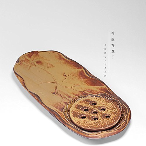 CCWY Original vintage stoneware gongfu tea tray single layer tray tea dry foam for 2-4 people,Tai Chi double N2