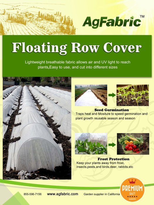 Agfabric - 1.2 Oz, 10x25ft, Plant Protection Blanket, Forst Cloth, Seed Cover, Row Cover, Plant Cover N2