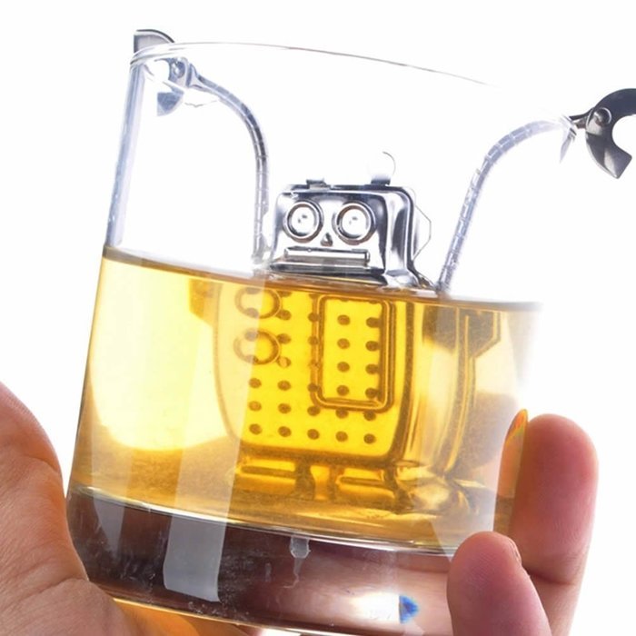 HeroNeo&reg; Robot Hanging Tea Leaf Diffuser Infuser Stainless Steel Strainer Herbal Spice Filter With Drip Tray N2