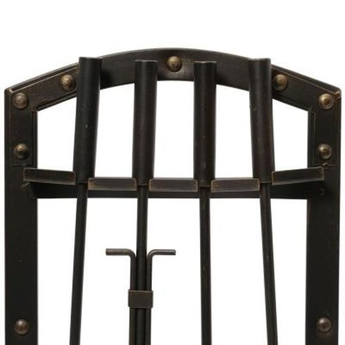 Wazee Five Piece Fireplace Tool Set, Heavy Duty Black Steel with Oil-Rubbed Bronze Accents - Tend To Your Fire... N2