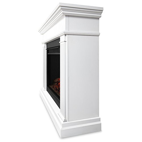 Solid Wood and Veneered MDF Kennedy Grand Electric 55.5'' Fireplace, Ultra-Bright LED, 1500W Infrared Heater,... N4