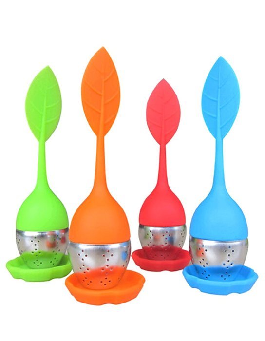 Olens Set of 4 Silicone Handle Stainless Steel Strainer Drip Tray Included - Loose Tea Steeper Filter (Set of... N2