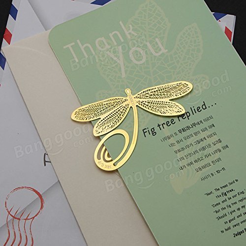 Pink Lizard Reading Gold-plated Dragonfly Metal Clip Bookmark Gift Book Marks