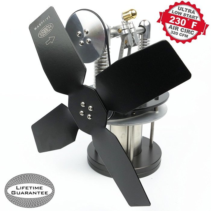 Heat Powered Small Stove Top Fan for wood multi-fuel coal - WARPFIVE SIDEWINDER Eco Stirling engine