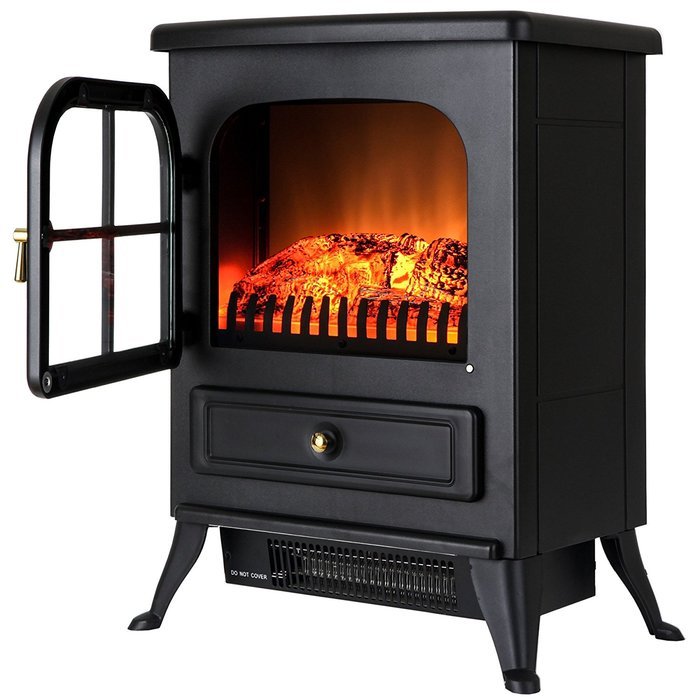 FIREBIRD 15" 1500W Adjustable 2 Setting 5200BTU Freestanding Portable Tempered Glass Electric Fireplace Stove... N3
