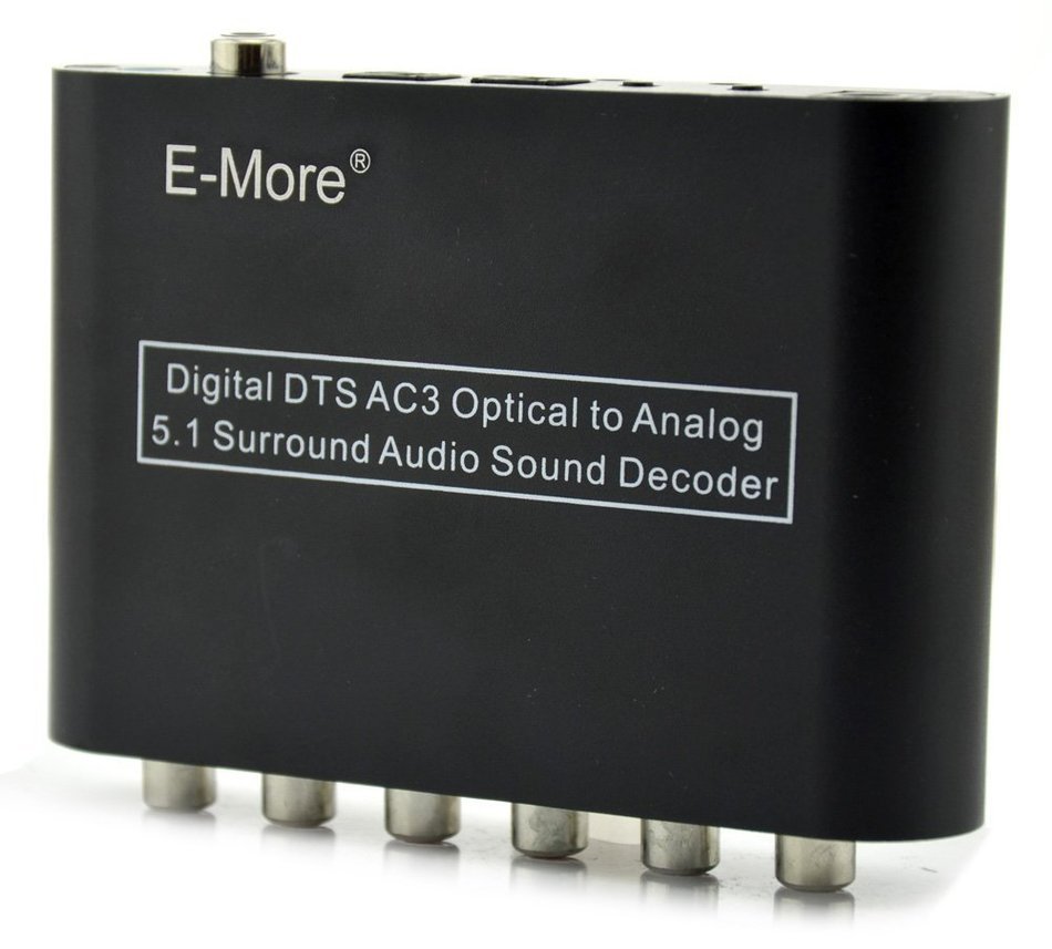 E-More&reg; High Ouality Digital AC3 DTS Optical SPDIF/Coaxial Dolby Audio to Analog 5.1 Channel Surround Audio Sound...