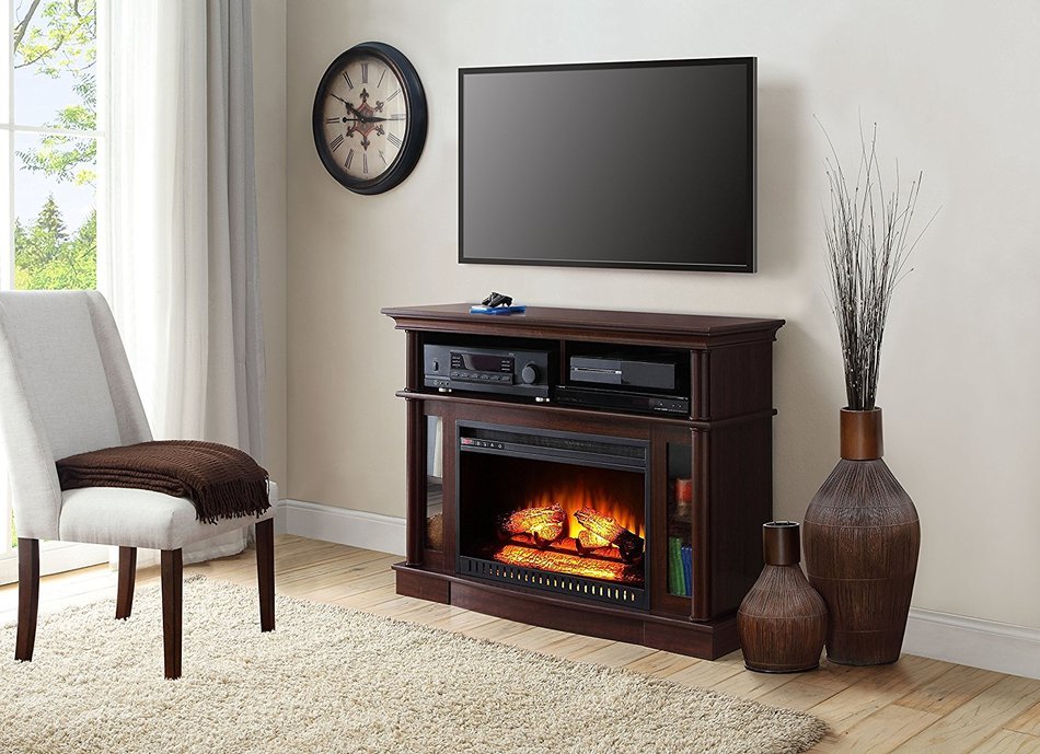 Cherry Finish Better Homes And Gardens Remote Control Ashwood Road Electric Fireplace Media Console For TV's Up... N5