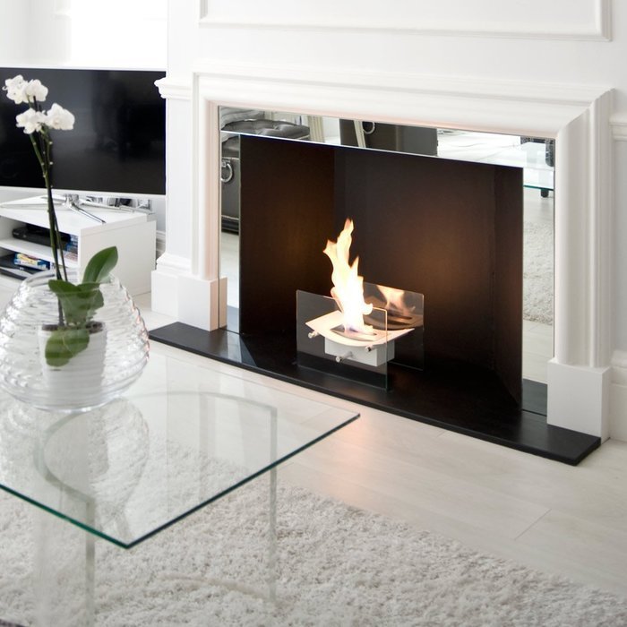 Moda Flame Cavo Table Top Ventless Bio Ethanol Fireplace in White N6