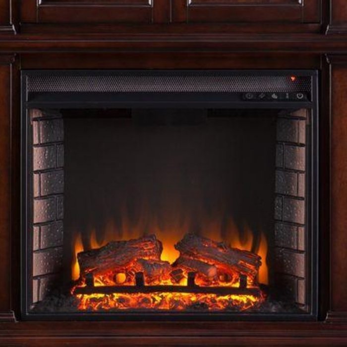 Daren 33 in. Portable Indoor Freestanding Tall Curio Espresso Electric Fireplace with 3 Display Fireplace Mantel... N4