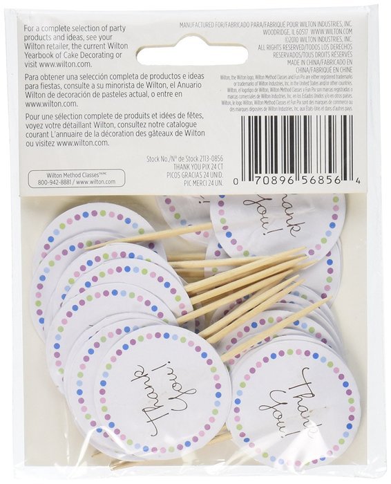 Wilton 2113-0856 Cupcake Picks, Thank You, 24-Pack