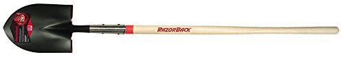 6 Pack Razor-Back 45520 Round Point Digging Shovel with Open-back and Forward Turned Step - 48" Long Handle (R248S)