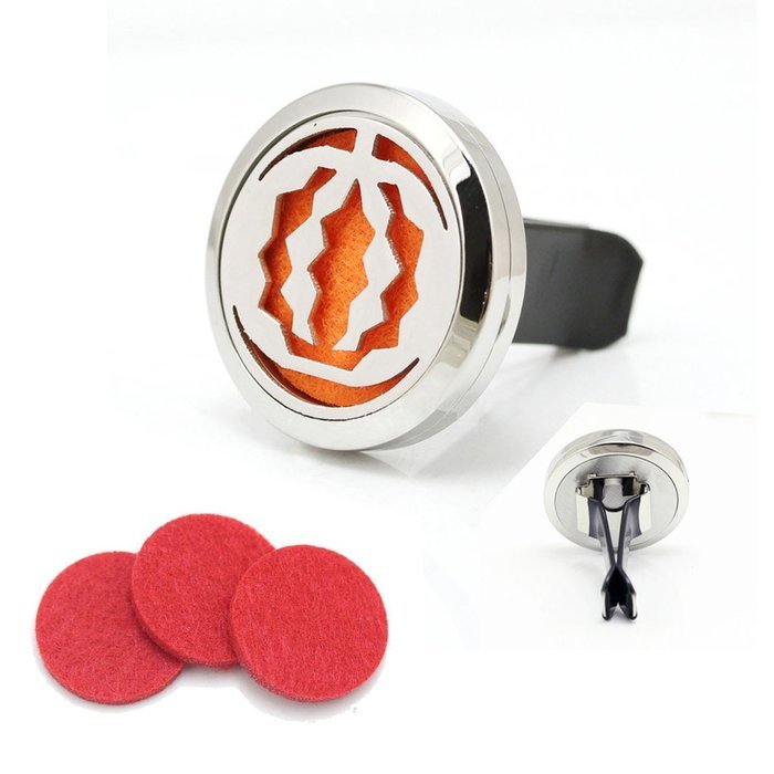 Premium 316L Stainless Steel Pumpkin Locket With Vent Clip Aromatherapy Car Air Freshener Essential Oil Diffuser N7