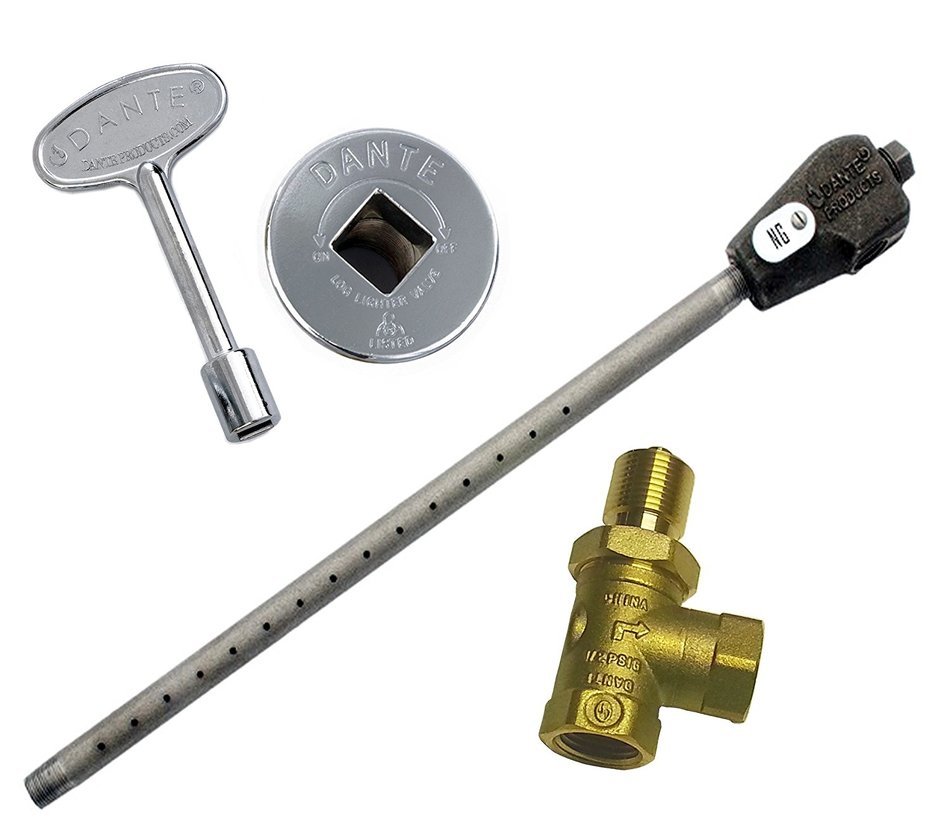 Dante Products NG.BVA.CR Universal Log Lighter Combo Kit with Natural Gas Log Lighter, Angled 1/2-Inch Quarter-Turn...