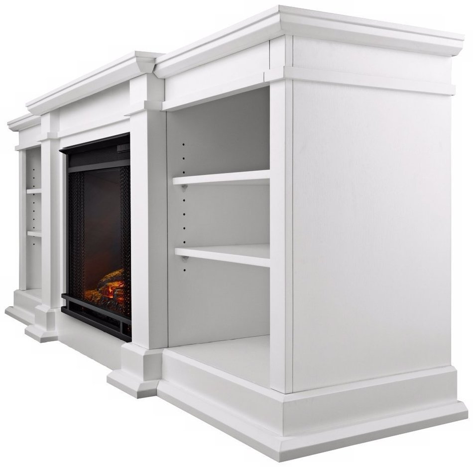 Real Flame G1200E-W Fresno Entertainment Unit with Electric Fireplace, Large, White N3