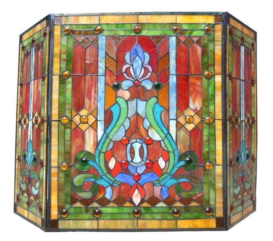 Victorian Stained Glass Fireplace Screen free image download