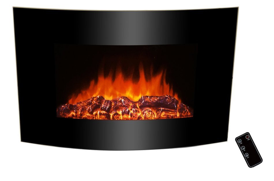 AKDY AZ520AL (Series AZ 520A) Wall Mounted Electric Fireplace Control Remote Heater Firebox Black