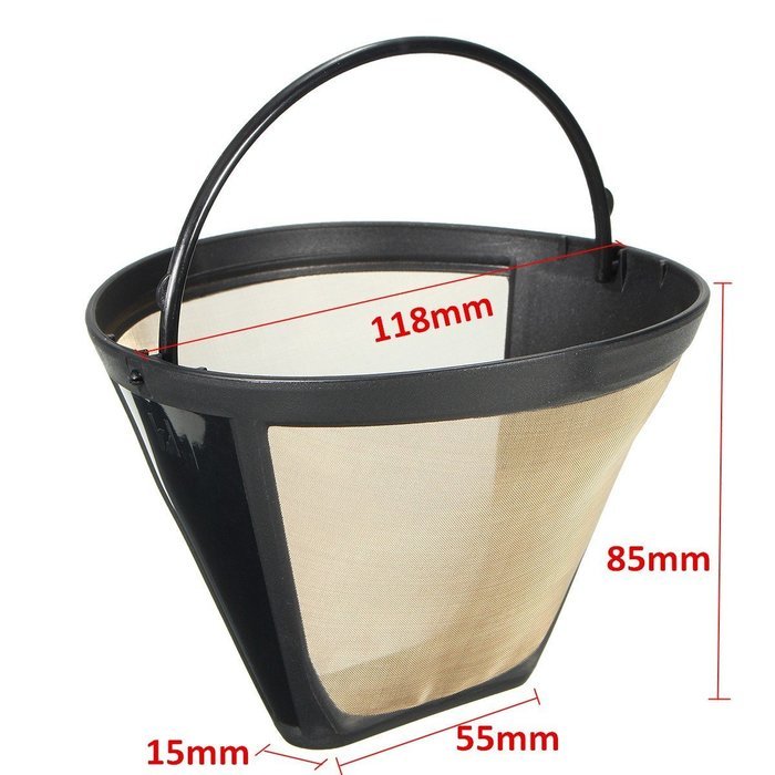 KINGSO Cone Style Gold Permanent Coffee Filter for 10-12 Cups Pack of 2 N3