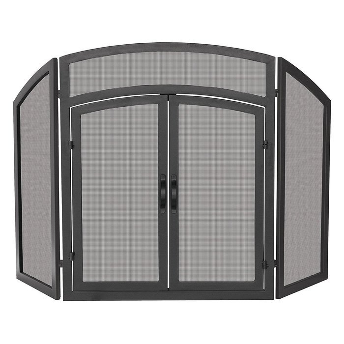 Uniflame Wrought Iron Fireplace Ensemble with Log Rack N3