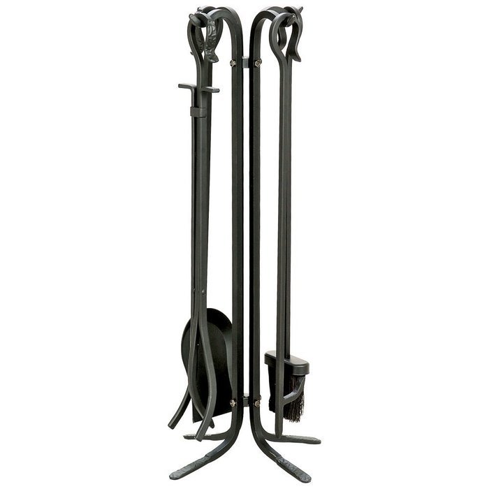 Uniflame Wrought Iron Fireplace Ensemble with Log Rack N4