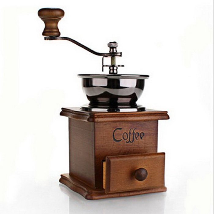 Zimo Vintage Manual Hand Crank Wooden Metal Coffee Pepper Herb Mill Spice Grinder New