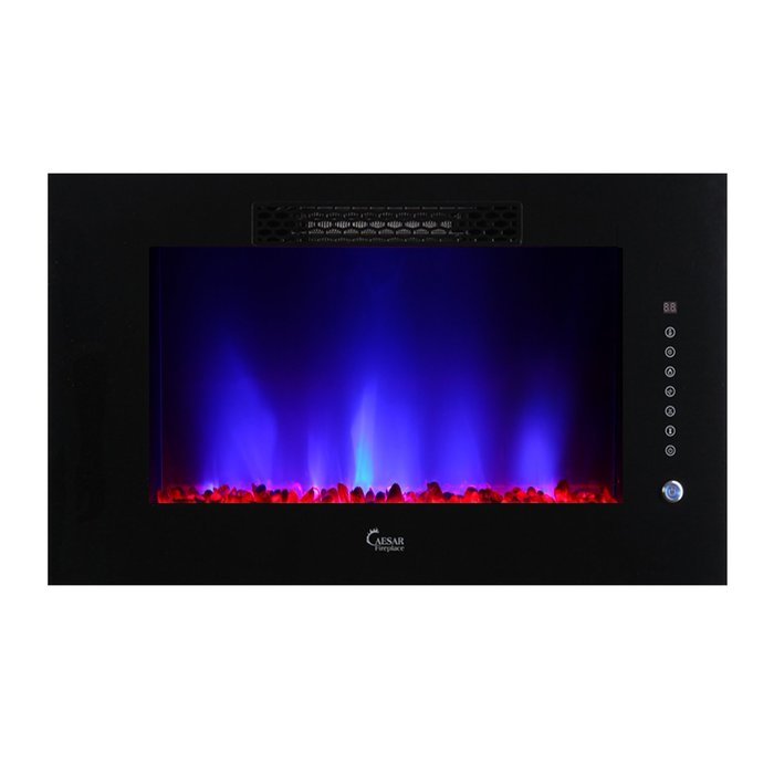 Caesar Luxury Linear Wall Mount Recess Freestanding Multicolor Flame Electric Fireplace, 30-Inch N14